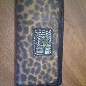 Dana Buchman Leopard Print Wallet with Black Trim